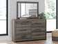 Graystorm Twin Panel Bed with Storage, Dresser and Mirror