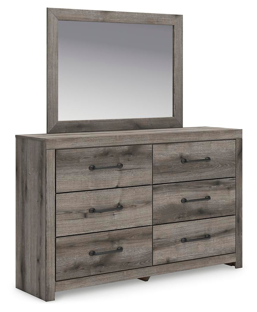 Graystorm Twin Panel Bed with Storage, Dresser, Mirror and Nightstand