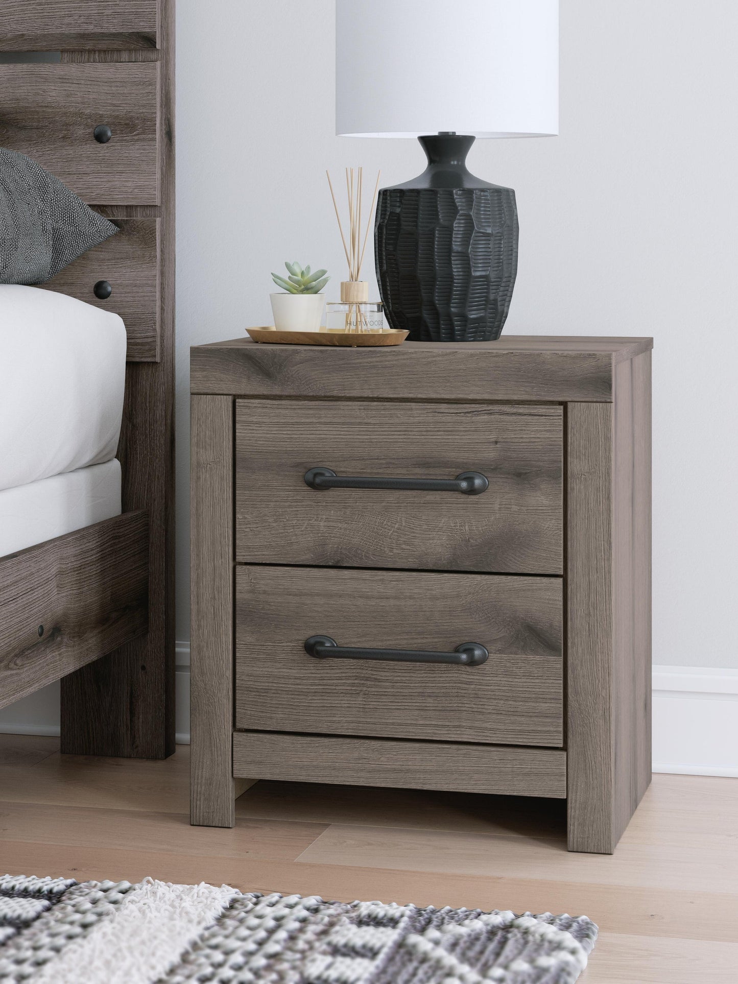 Graystorm Twin Panel Bed with Storage, Dresser, Mirror and Nightstand