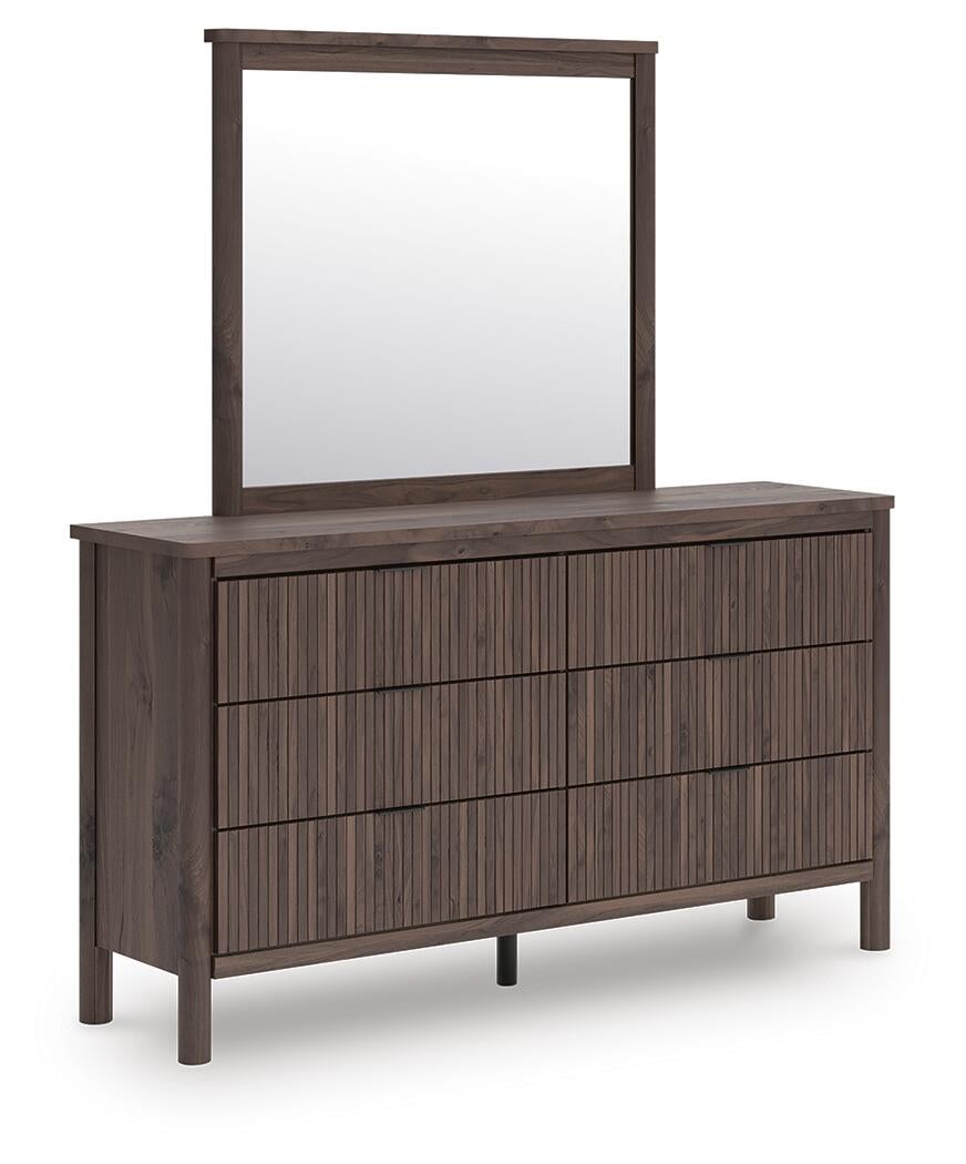 Pamytta Full Panel Platform Bed, Dresser and Mirror
