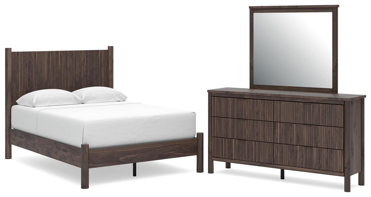 Pamytta Full Panel Platform Bed, Dresser and Mirror