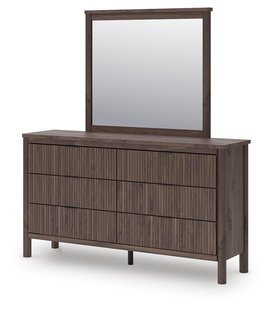Pamytta Full Panel Platform Bed, Dresser and Mirror