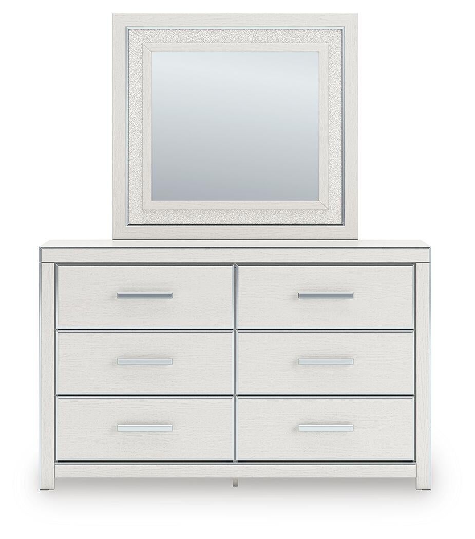 Birmonton King Upholstered Panel Platform Bed, Dresser, Mirror, Chest and Nightstand