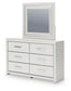Birmonton King Upholstered Panel Platform Storage Bed, Dresser and Mirror
