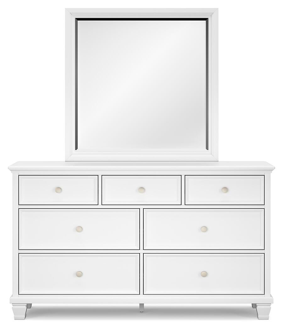 Fortman King Panel Storage Bed with Mirrored Dresser