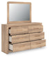 Kinlanni King Upholstered Panel Bed, Dresser, Mirror and Nightstand