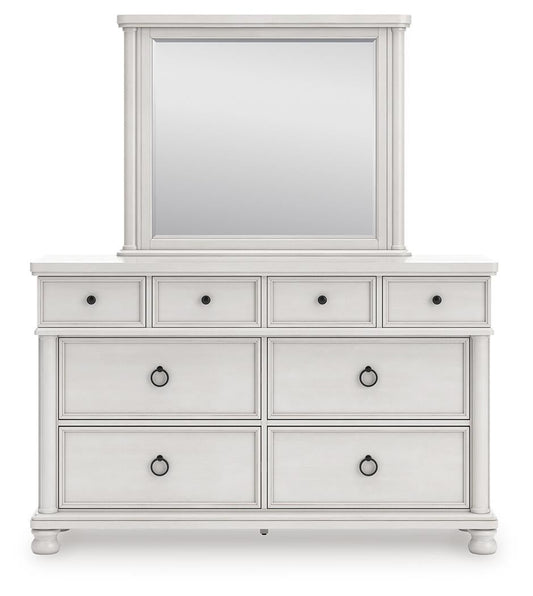 Rowlenstown California King Poster Bed, Dresser and Mirror