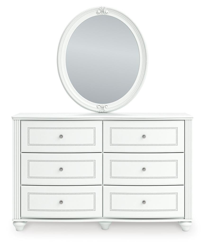 Kozlani Twin Upholstered Panel Storage Bed, Dresser and Mirror