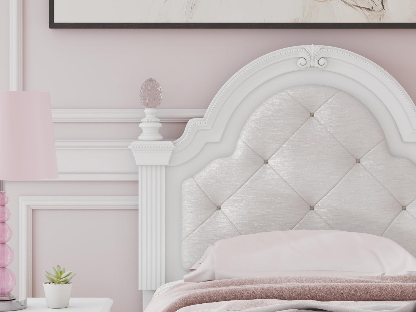 Kozlani Twin Upholstered Panel Storage Bed, Dresser and Mirror