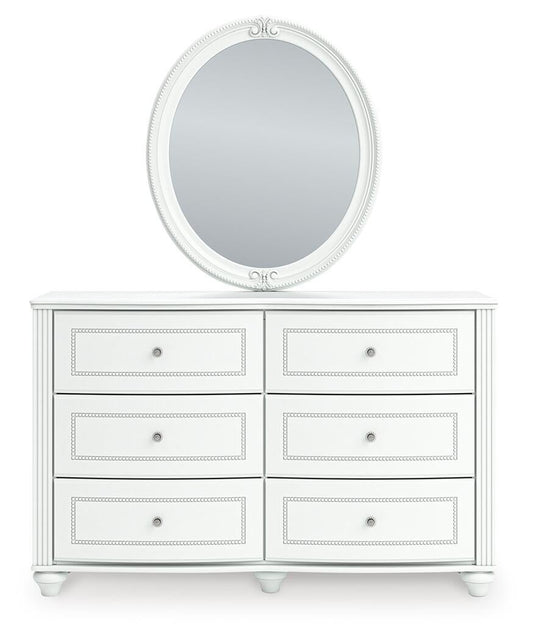 Kozlani Twin Upholstered Panel Bed, Dresser, Mirror and Nightstand