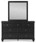 Lanolee King Panel Storage Bed, Dresser, Mirror and Nightstand