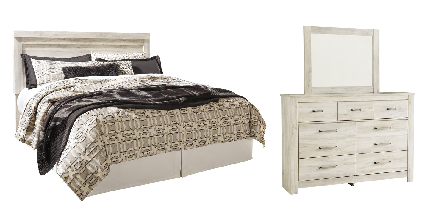 Bellaby  Panel Headboard With Mirrored Dresser