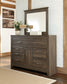 Juararo Queen Panel Headboard with Mirrored Dresser and Chest