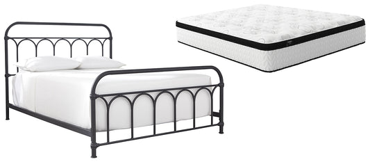 Nashburg Queen Metal Bed with Mattress