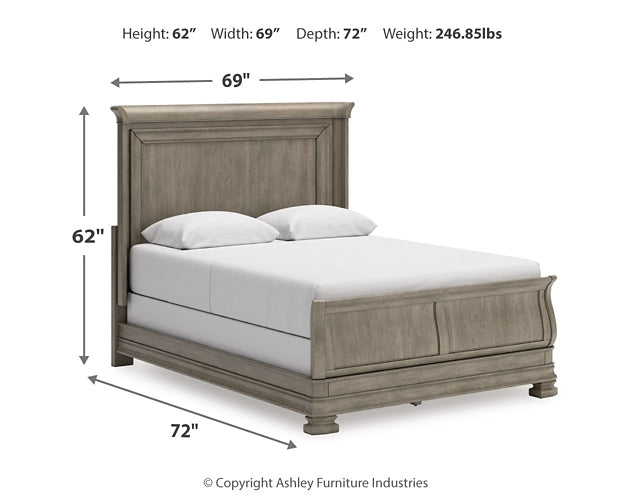 Lexorne Queen Sleigh Bed with Mirrored Dresser