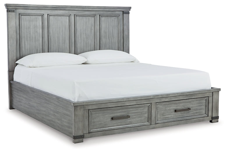 Russelyn King Storage Bed with Mirrored Dresser