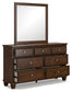 Danabrin Twin Panel Bed with Mirrored Dresser, Chest and 2 Nightstands