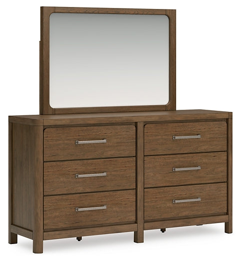 Cabalynn King Upholstered Bed with Mirrored Dresser